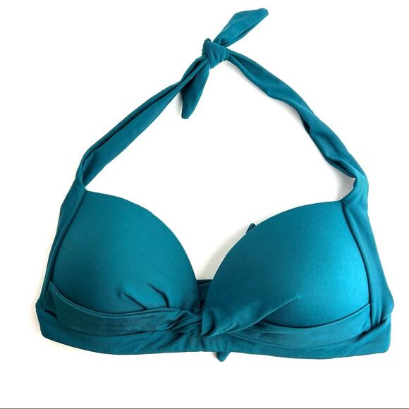Jets by Jessika Allen Teal 2-Piece Push-Up Halter Bikini Set 6/8 - Picture 2 of 10